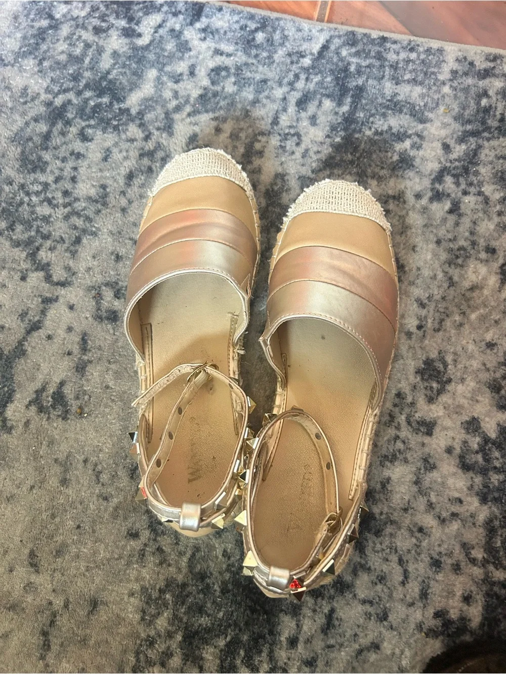 Wanted Metallic Gold Espadrille Ankle-Strap Flats